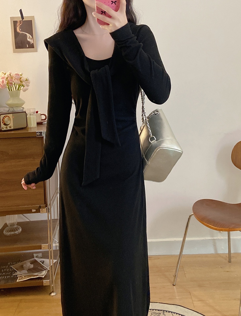 Fashion large yard autumn knitted slim long dress