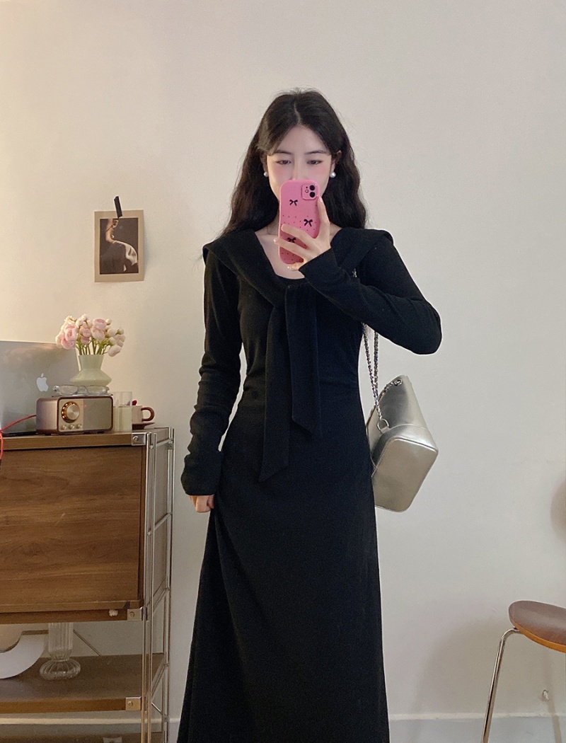 Fashion large yard autumn knitted slim long dress