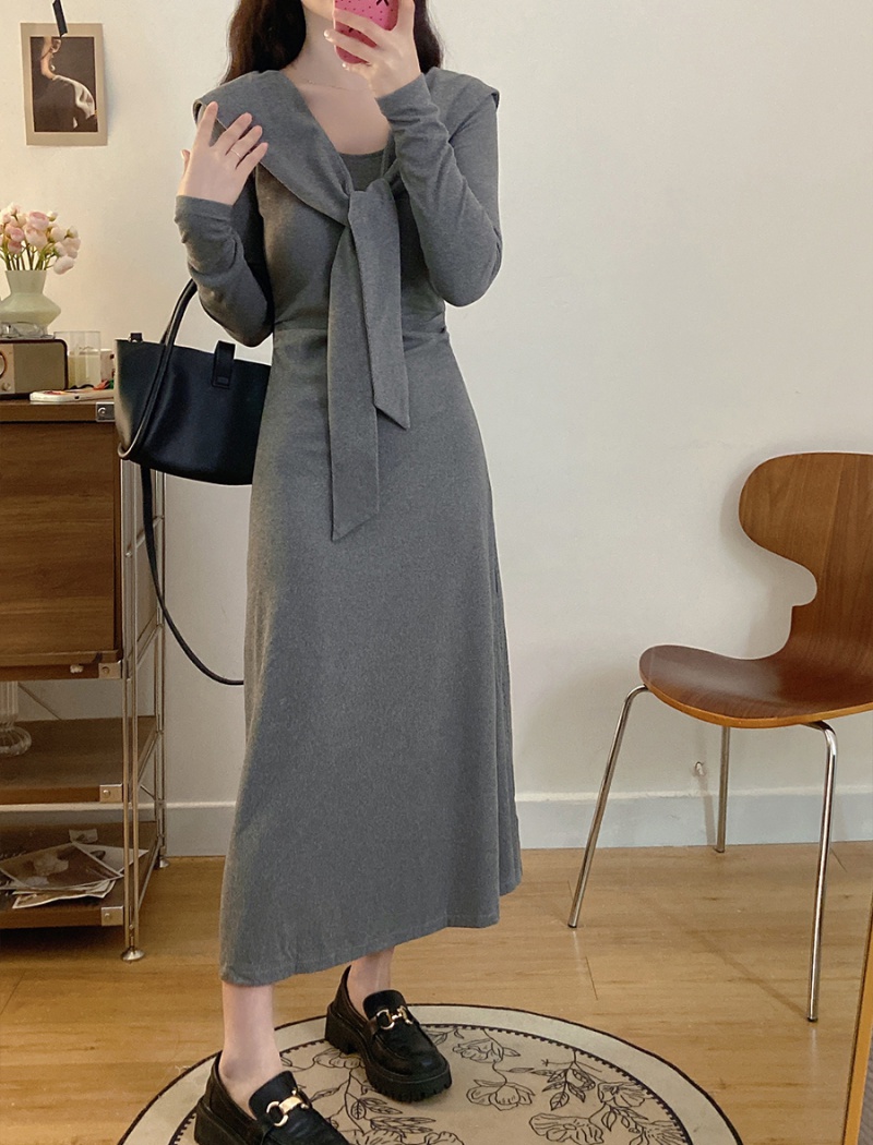 Fashion large yard autumn knitted slim long dress