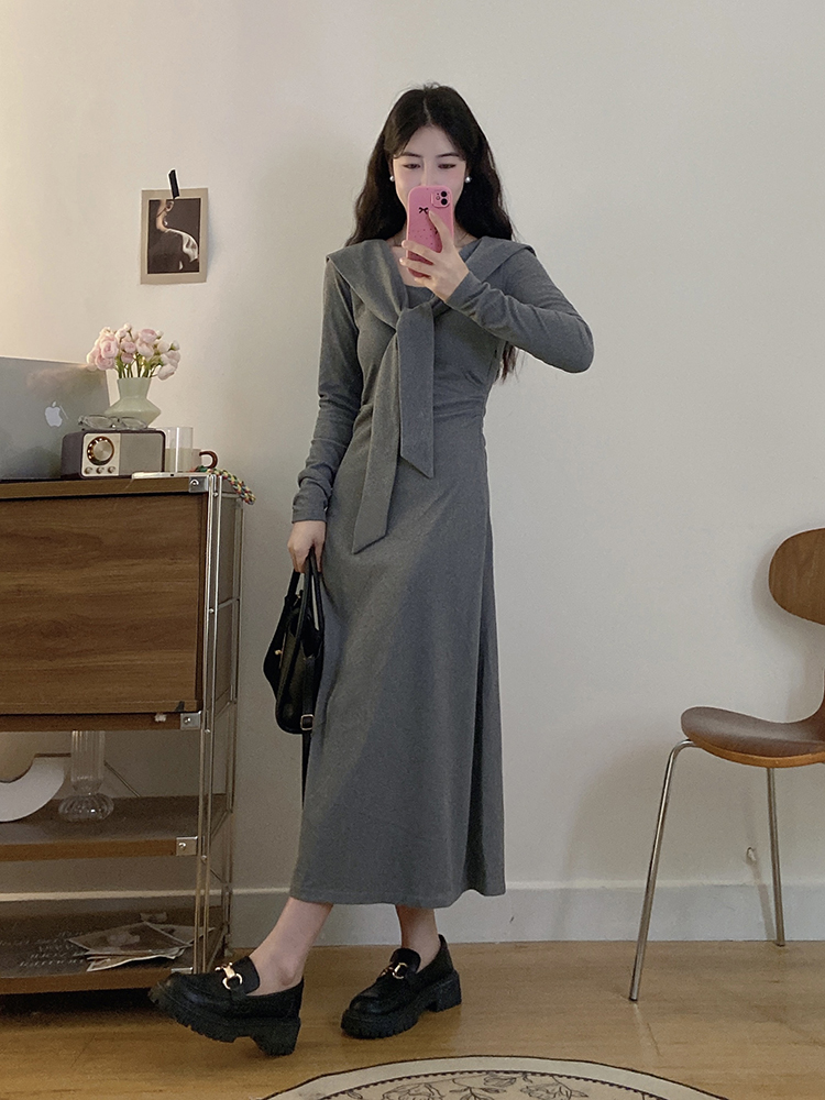 Fashion large yard autumn knitted slim long dress