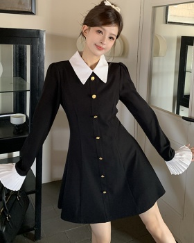 Splice France style short doll collar dress for women