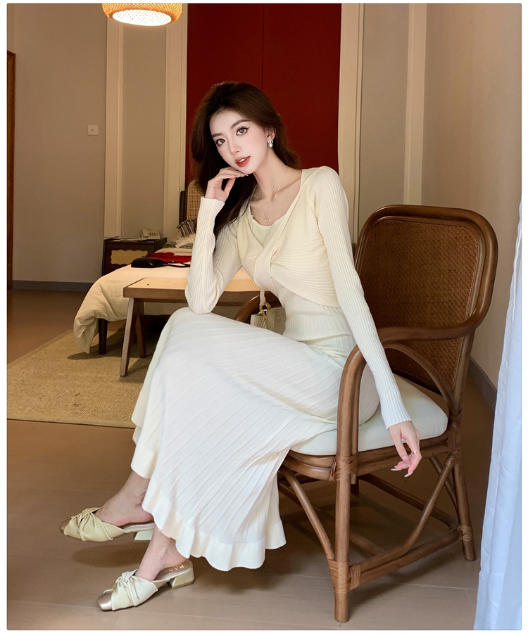 Knitted long sweater dress autumn and winter dress for women