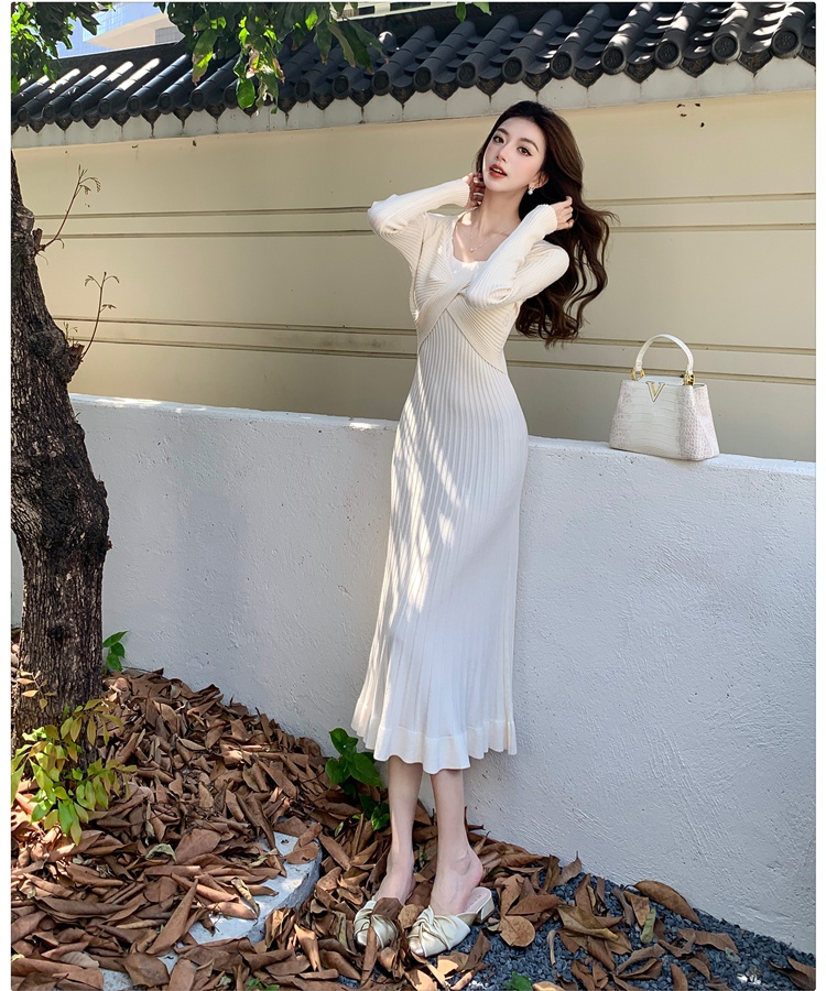 Knitted long sweater dress autumn and winter dress for women