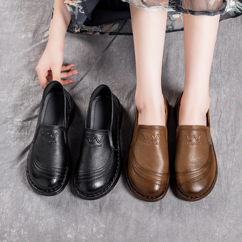 Spring and autumn genuine leather shoes for women