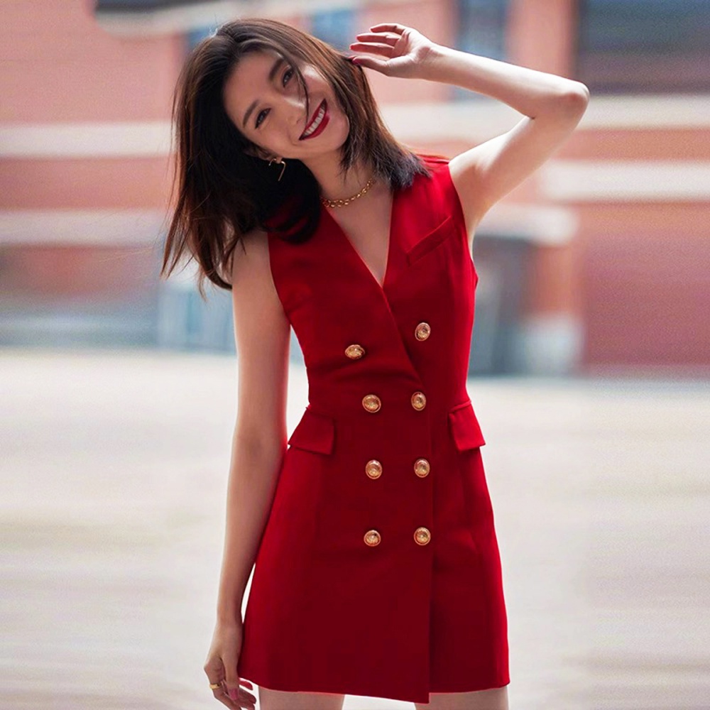 Commuting slim business suit pinched waist fashion dress