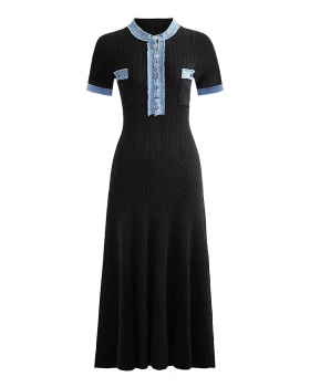 Summer slim stitching grace simple dress for women