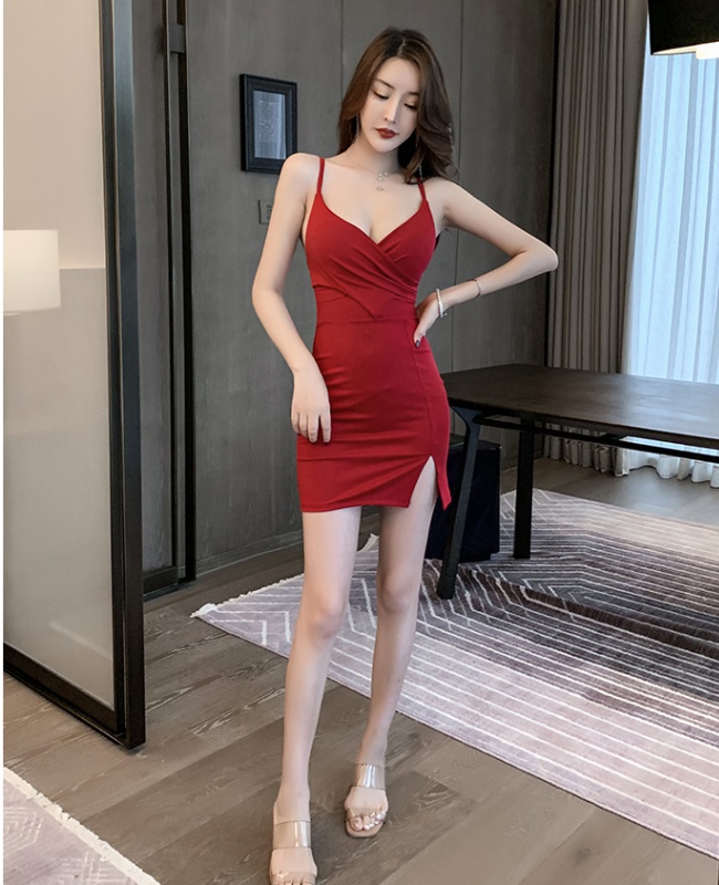 Nightclub show chest T-back fashion dress for women