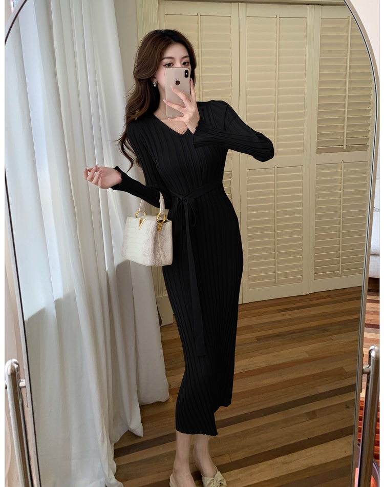 Knitted long dress temperament dress for women