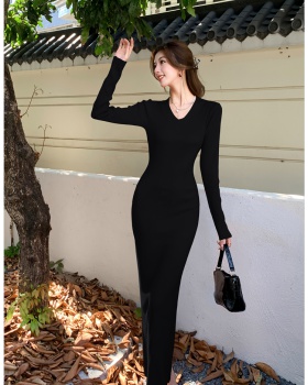 Knitted dress long sleeve sweater dress for women