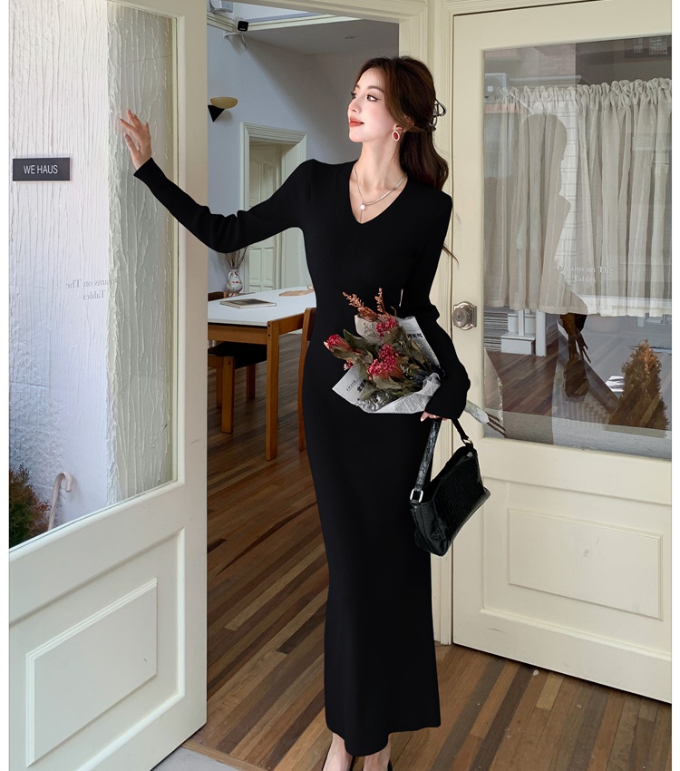 Knitted dress long sleeve sweater dress for women