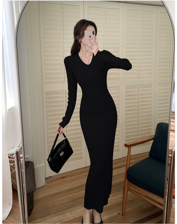 Knitted dress long sleeve sweater dress for women