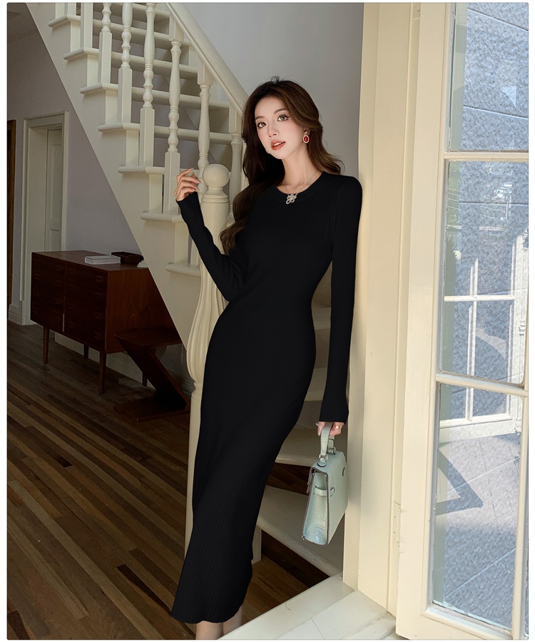 Knitted slim sweater dress temperament dress