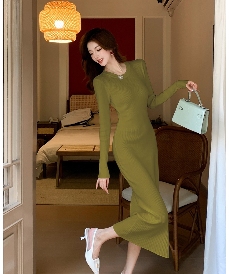 Knitted slim sweater dress temperament dress