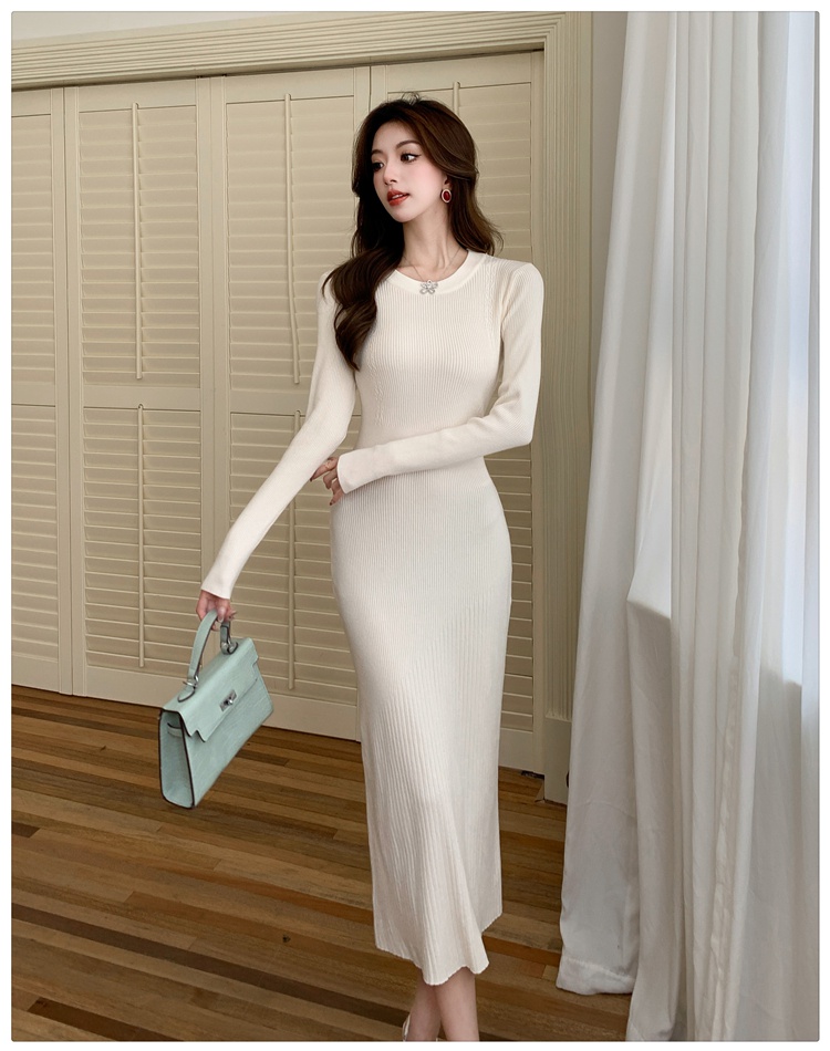 Knitted slim sweater dress temperament dress