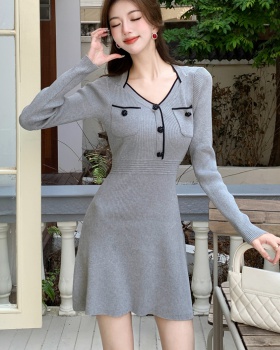 Autumn long sleeve T-back knitted dress for women