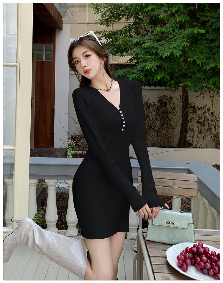 V-neck slim T-back pinched waist ladies dress for women