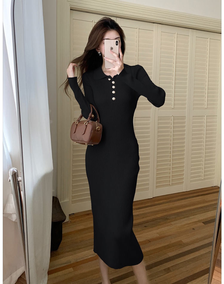 Retro long dress autumn and winter dress for women