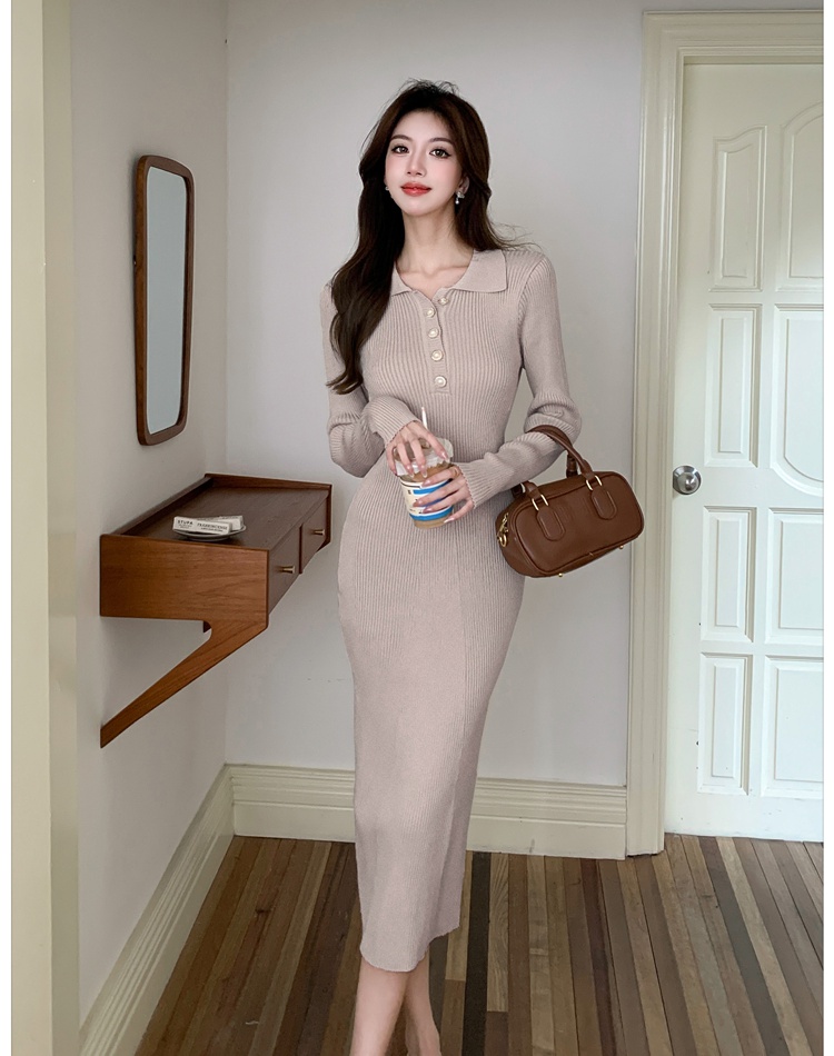 Retro long dress autumn and winter dress for women