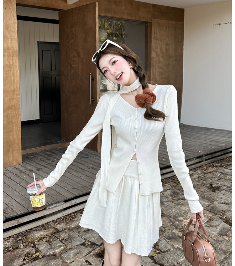 Autumn and winter knitted tops slim skirt 2pcs set for women