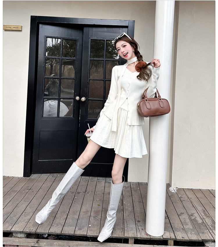 Autumn and winter knitted tops slim skirt 2pcs set for women