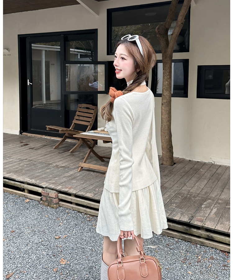 Autumn and winter knitted tops slim skirt 2pcs set for women