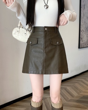 Commuting leather skirt short skirt for women