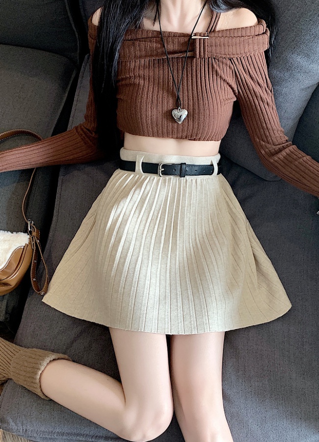 Slim high waist short skirt knitted spring skirt