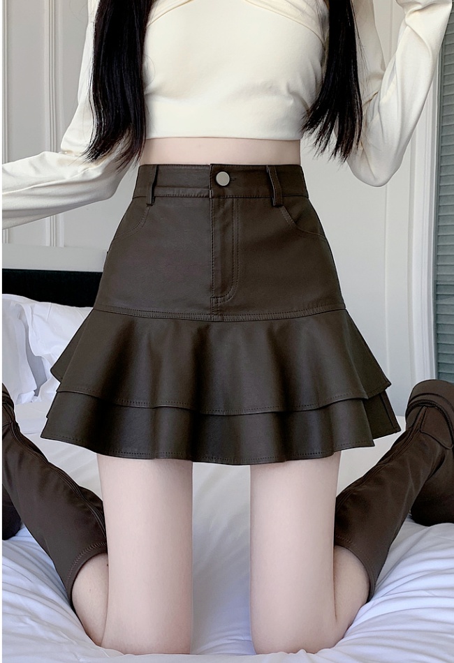 Autumn and winter PU skirt all-match short skirt for women