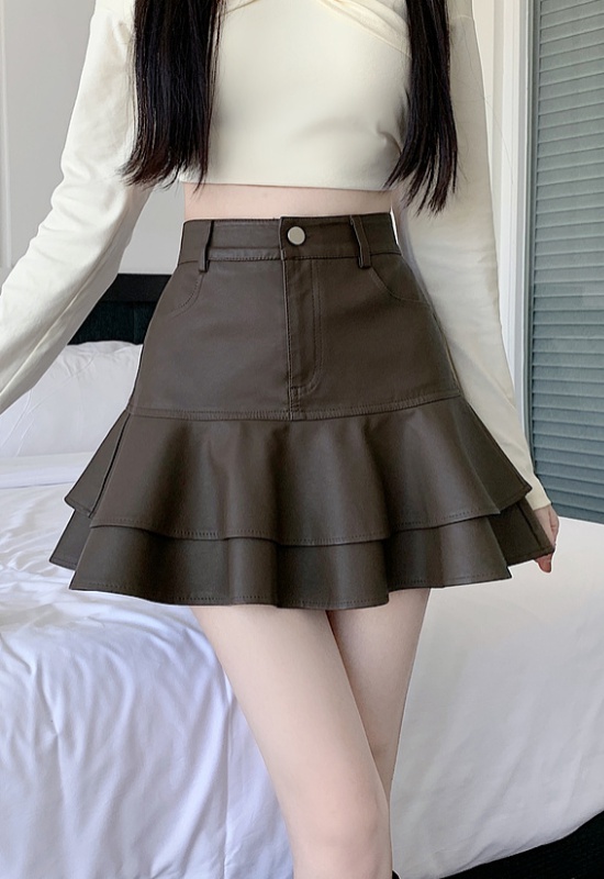 Autumn and winter PU skirt all-match short skirt for women