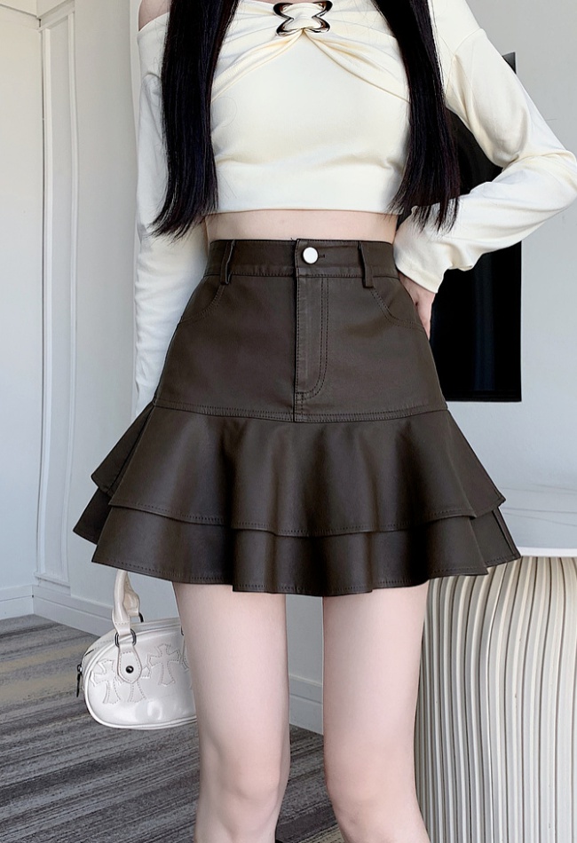 Autumn and winter PU skirt all-match short skirt for women