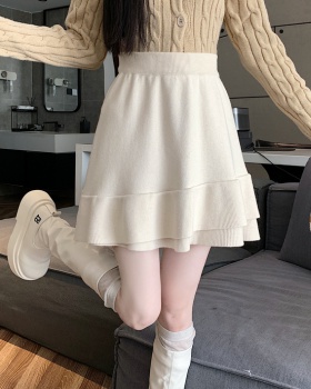 A-line slim high waist short skirt knitted small fellow skirt