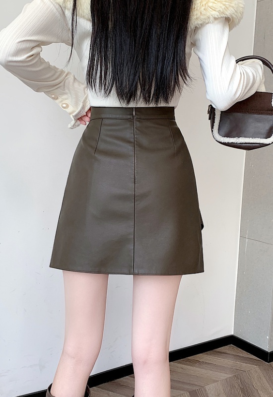 A-line package hip skirt black short skirt for women