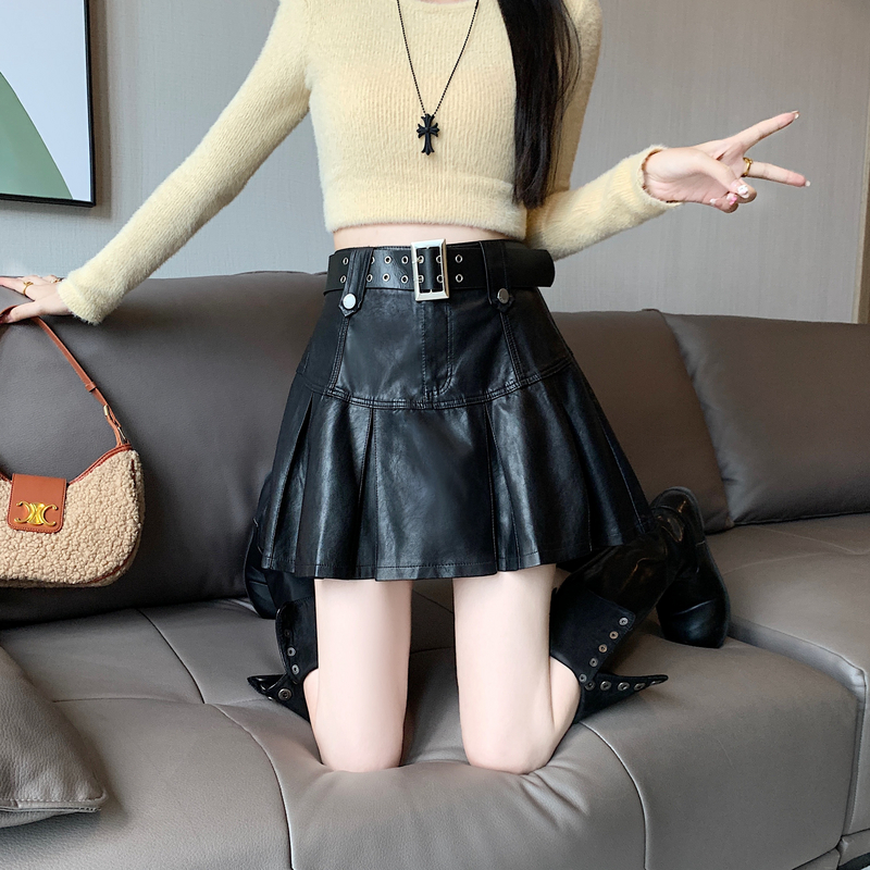 Spring and autumn skirt pleated belt for women