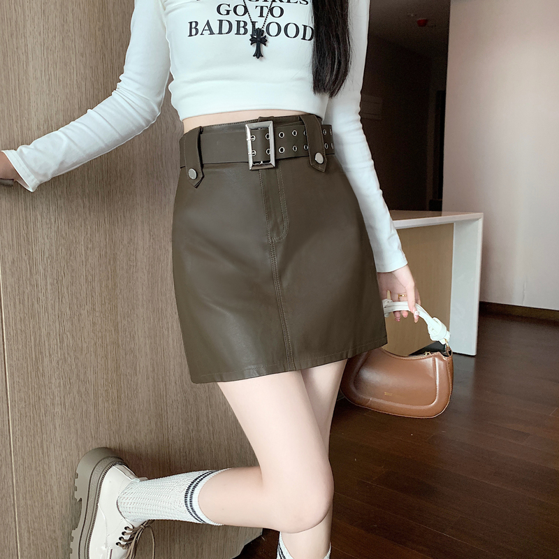 Slim package hip skirt washed short skirt for women