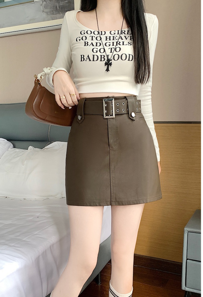 Slim package hip skirt washed short skirt for women