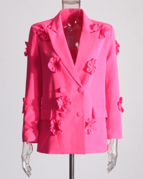 Elegant all-match business suit flowers coat for women