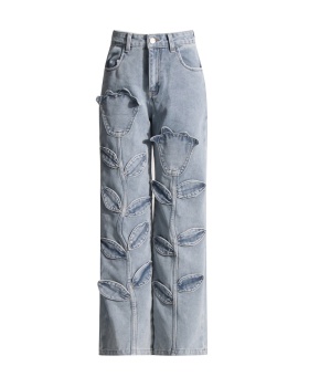 Street denim Casual jeans niche straight long pants for women