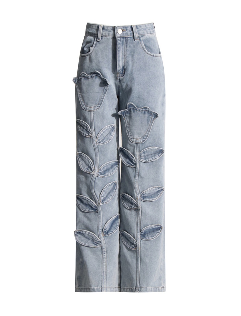 Street denim Casual jeans niche straight long pants for women