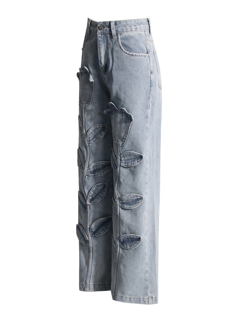 Street denim Casual jeans niche straight long pants for women