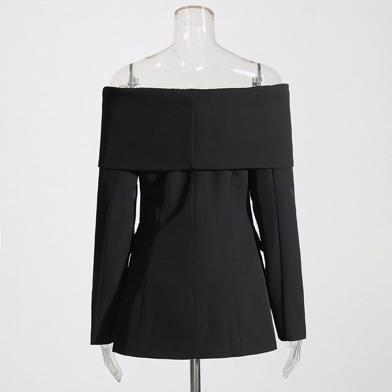 Splice pure flat shoulder business suit sexy strapless coat