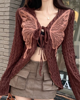 Fold butterfly bandage long sleeve tops