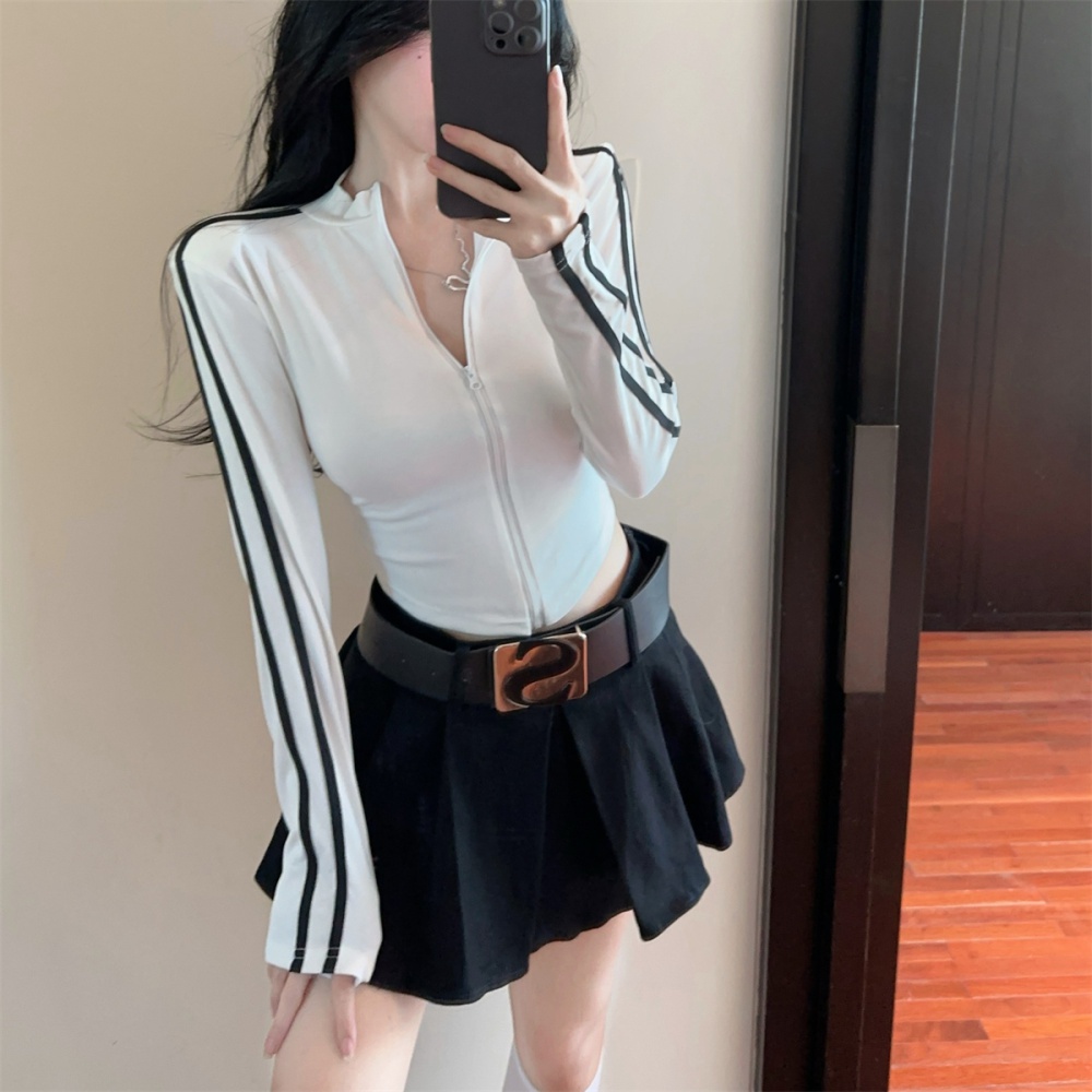 Long sleeve retro tops stripe shirts for women