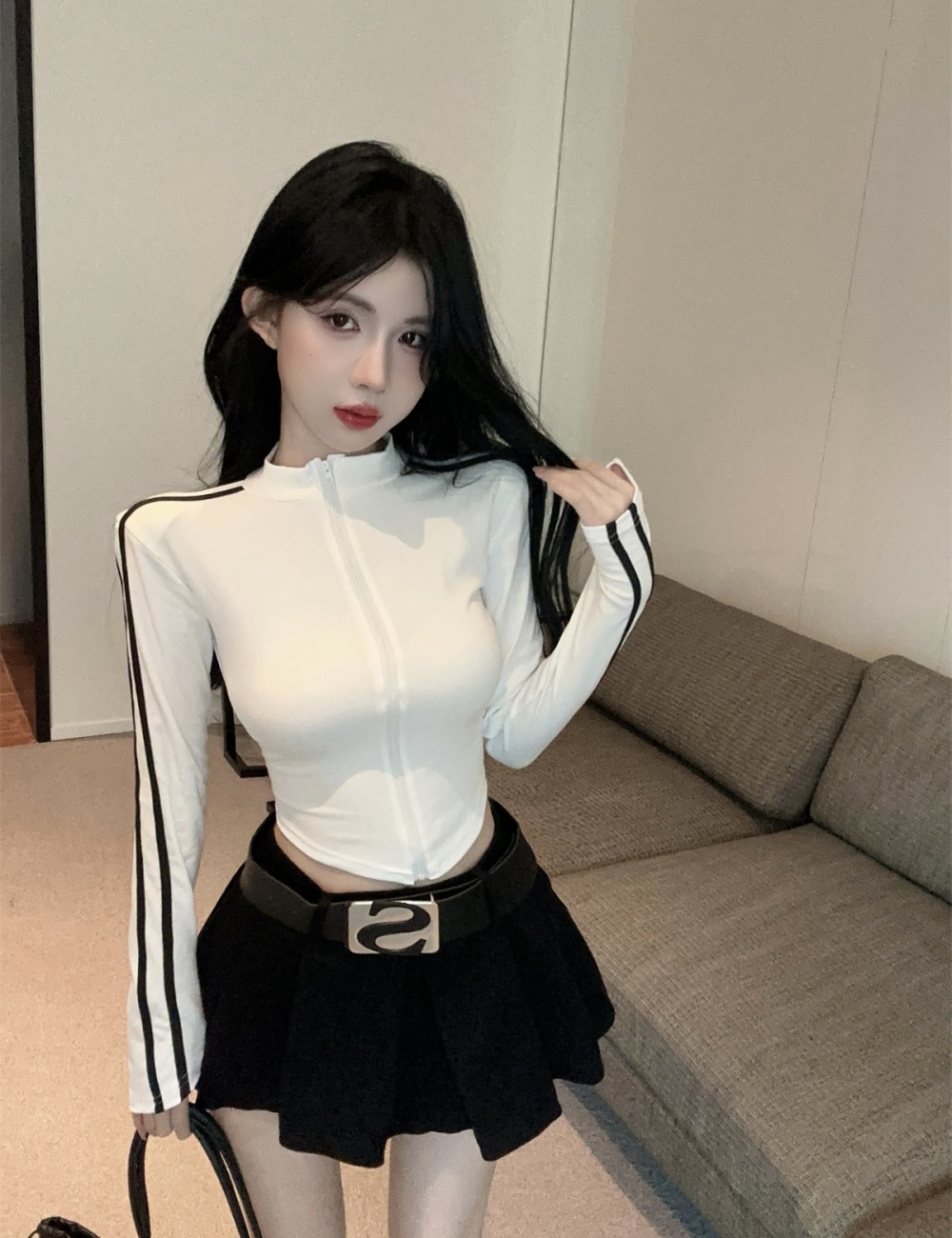 Long sleeve retro tops stripe shirts for women