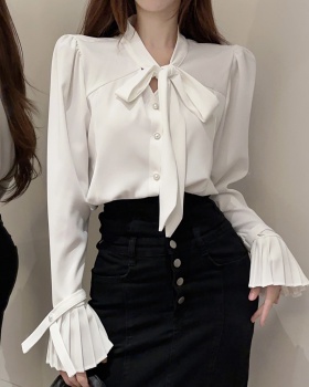 Western style autumn temperament pleated shirt for women