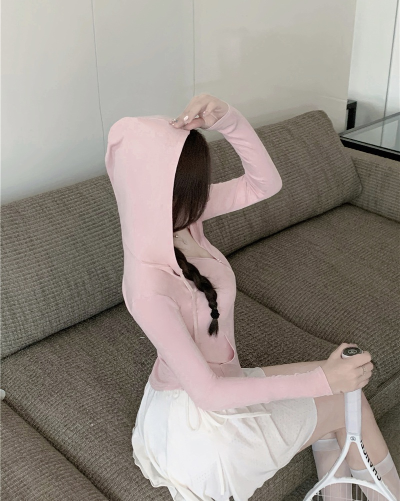 Slim thin sports T-shirt sunscreen hooded coat for women