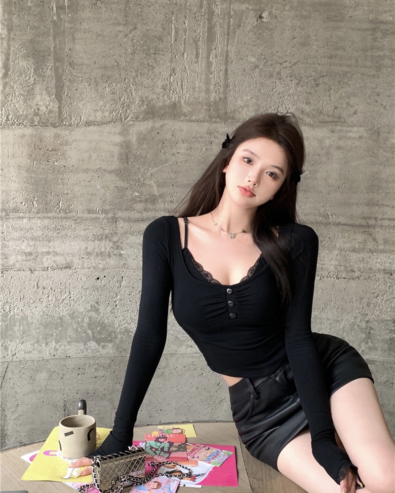 Autumn slim small shirt low collar bottoming shirt for women