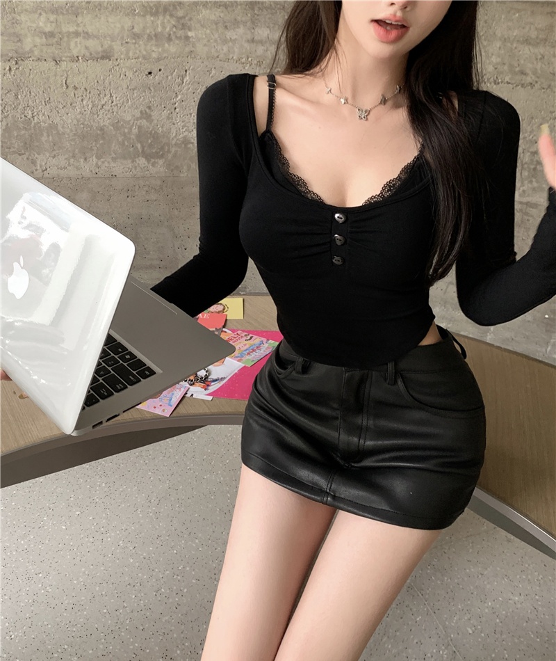 Autumn slim small shirt low collar bottoming shirt for women