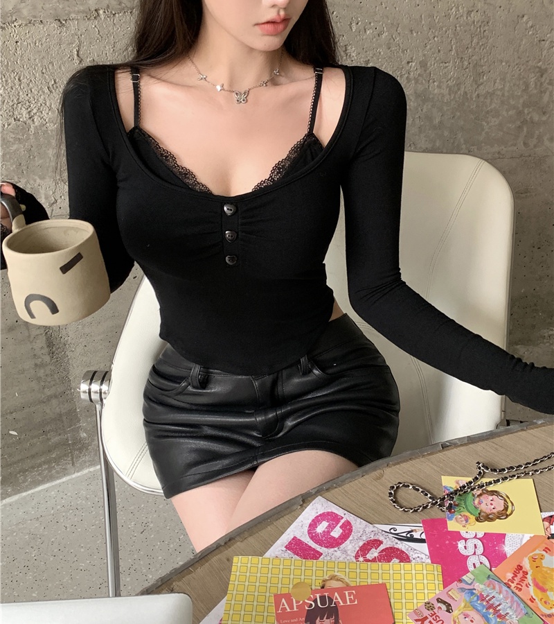 Autumn slim small shirt low collar bottoming shirt for women