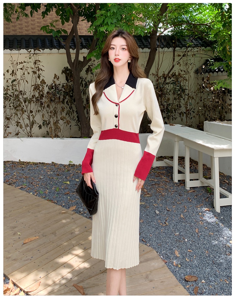 Long sleeve autumn and winter knitted temperament dress for women