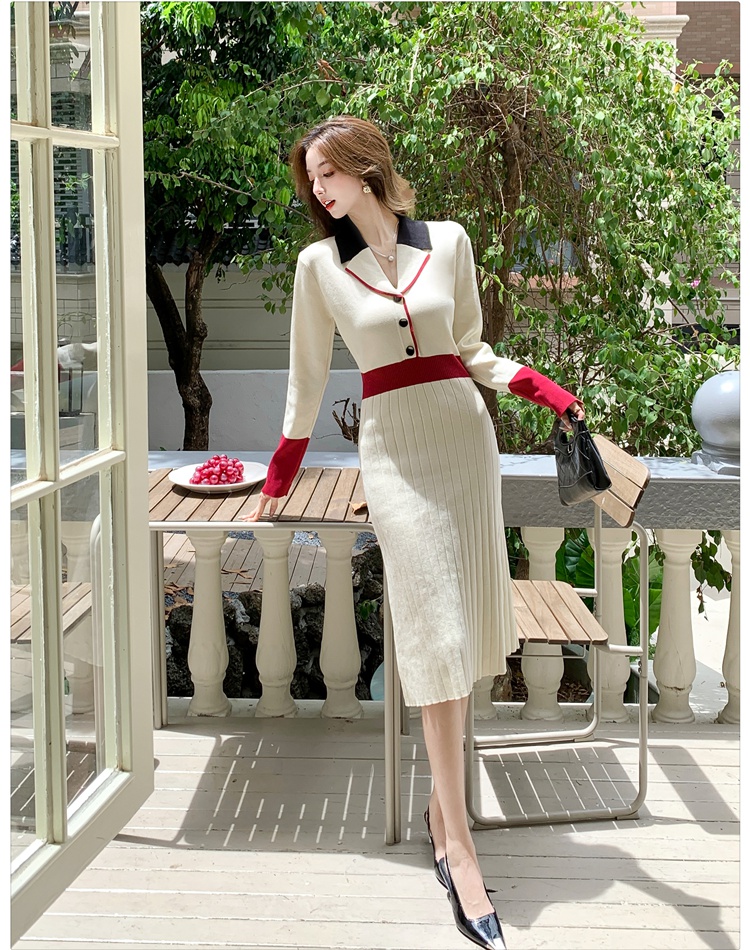 Long sleeve autumn and winter knitted temperament dress for women